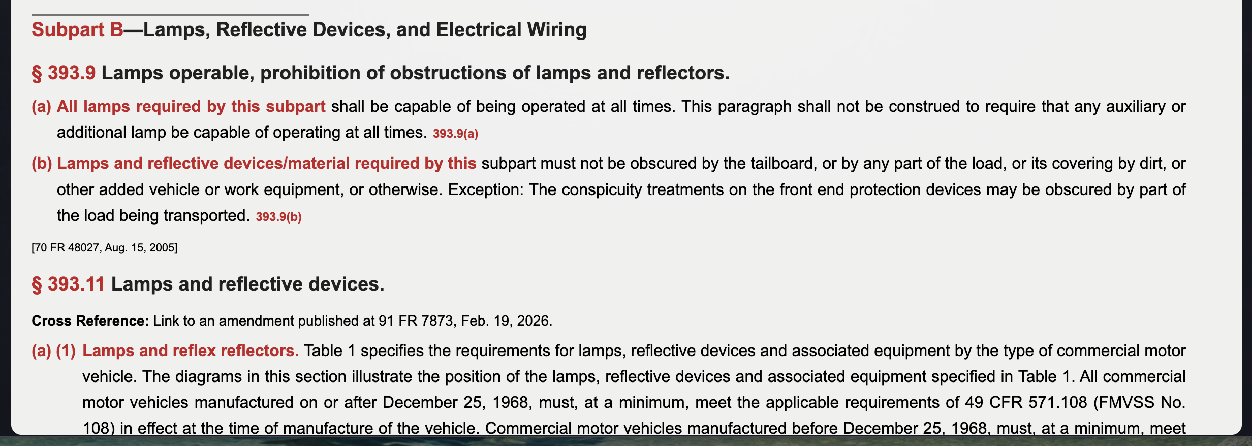 Full CFR regulation text with cross-references and amendments